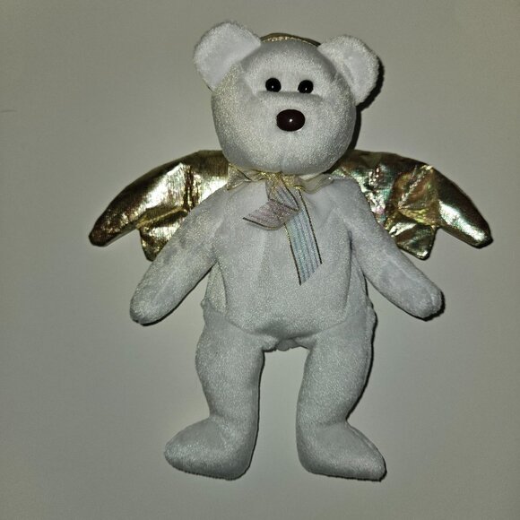 2 Ty Beanie Baby Angel Teddy Bear Lot Halo 1998 Halo II 2000 Pink Gold Ribbons - Picture 3 of 14